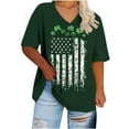 thumbnail image 4 of TKLPEHG St. Patricks Day Shirts Women Crew Neck Plus Size Tops Green Irish Shamrock Print Graphic Tee Short Sleeve Striped Shirt (Z02_Green,XXXL), 4 of 5