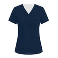 thumbnail image 2 of Iaqnaocc Scrub Tops Women Funny Solid Nursing Uniform Trendy V-Neck Side Slits Scrub Shirt Holiday Short Sleeve Tees Blouse with 3 Pockets Navy 2XL, 2 of 4