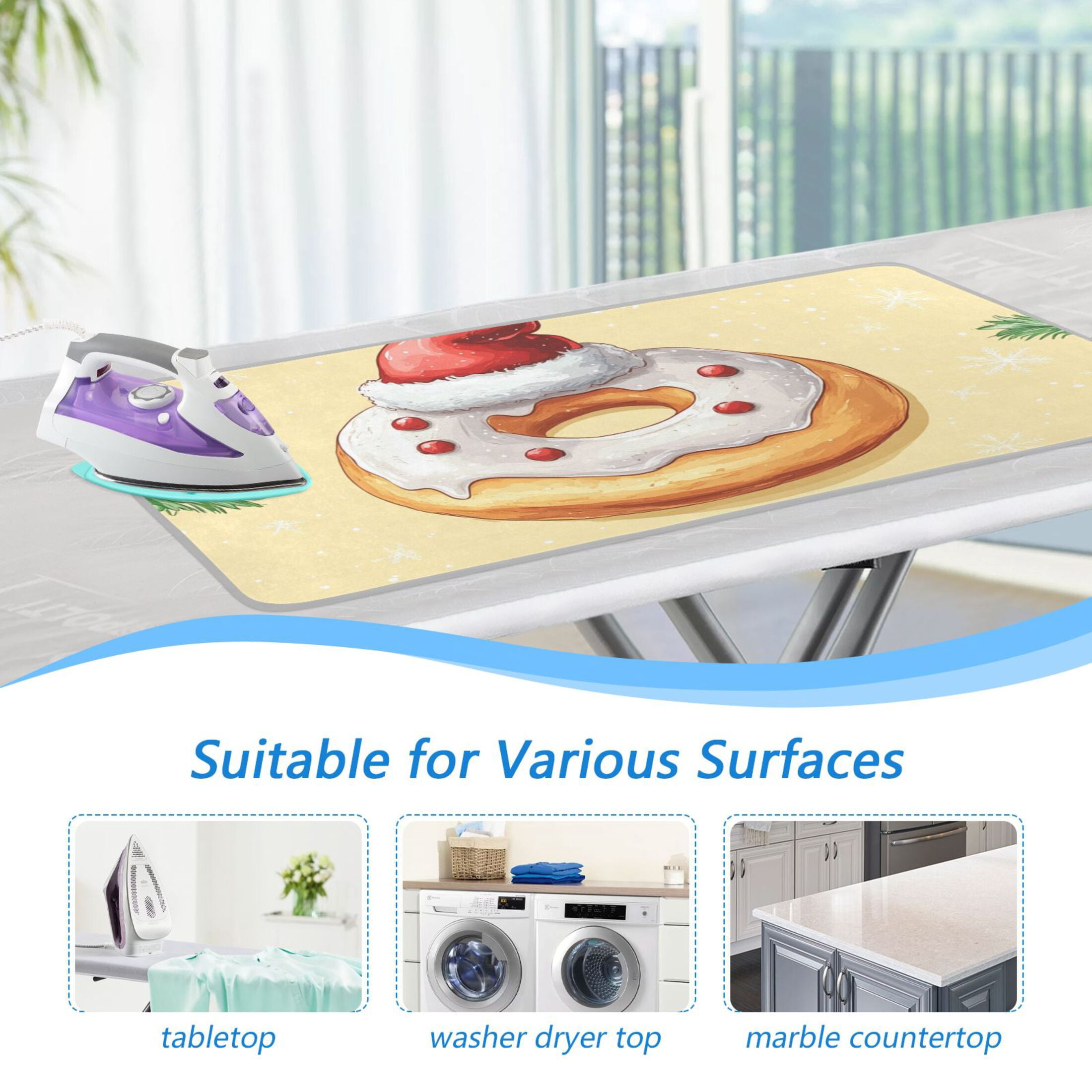Christmas Cute Doughnut Ironing Mat Blanket Portable Travel Ironing Pad Heat Resistant Pad 47.2" x 27.6”