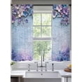 thumbnail image 2 of Purple Flowers Sheer Curtains 63 Inch Length 2 Panels Set, Vintage Blue Mottled Walls Pastoral Voile Window Treatment Rod Pocket Curtains Sheers Drapes for Bedroom/Living Room/Kitchen 52x"63"x2, 2 of 7