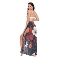 thumbnail image 3 of FORMRS Womens Long Sarong Beach Wrap Semi-Sheer Bikini Skirt Bathing Swimsuit Cover Up, Red Flowers Pattern, 3 of 7