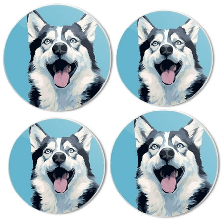 

BaHomeck Electric Stove Burner Covers Set of 4 Round Metal Gas Stove Burner Covers 8 Inch and 10 Inch Kitchen Decor Cute Husky Dog Illustration With Blue Background