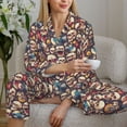 thumbnail image 6 of Yiaed rock record music Skull Print Pajamas Women's Long Sleeve Sleepwear Soft Button Down Loungewear Pjs Lounge Set Nightwear Womens Pajama Pants-Medium, 6 of 7