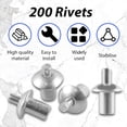 thumbnail image 2 of Yazoeia Ensemble de Rivets en Aluminium avec Tête Ronde, Rivets Réutilisables pour Marteau, Rivets d'Expansion en Alliage d'Aluminium pour Équipement Électronique Intérieur Extérieur (200 Pcs) CJC912-133607, 2 of 7