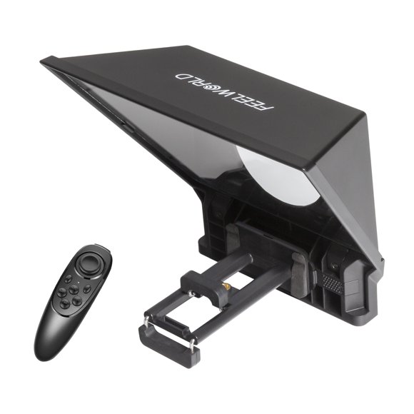 FEELWORLD FEELWORLD TP2A Universal Teleprompter for DSLR & Smartphone, Compact Live Streaming Tool with Magnetic Phone Clip, 8 Adapter Rings, and Remote Control (Battery Not Included)