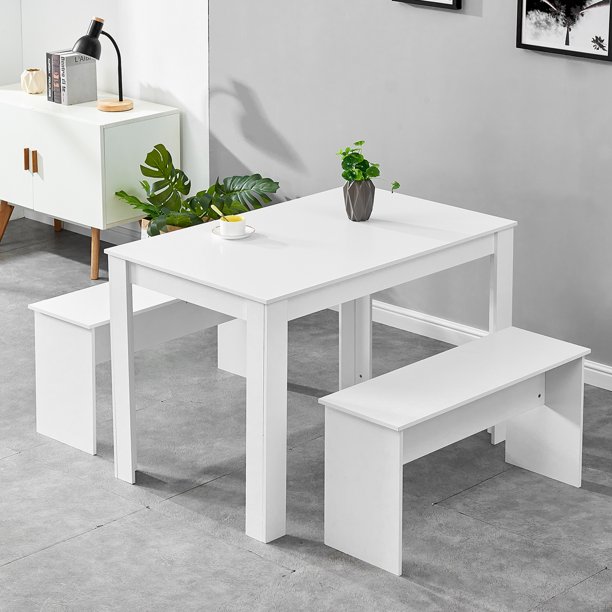 Rectangular Dining Sets Dining Table Set 3 Piece 2 Chairs White