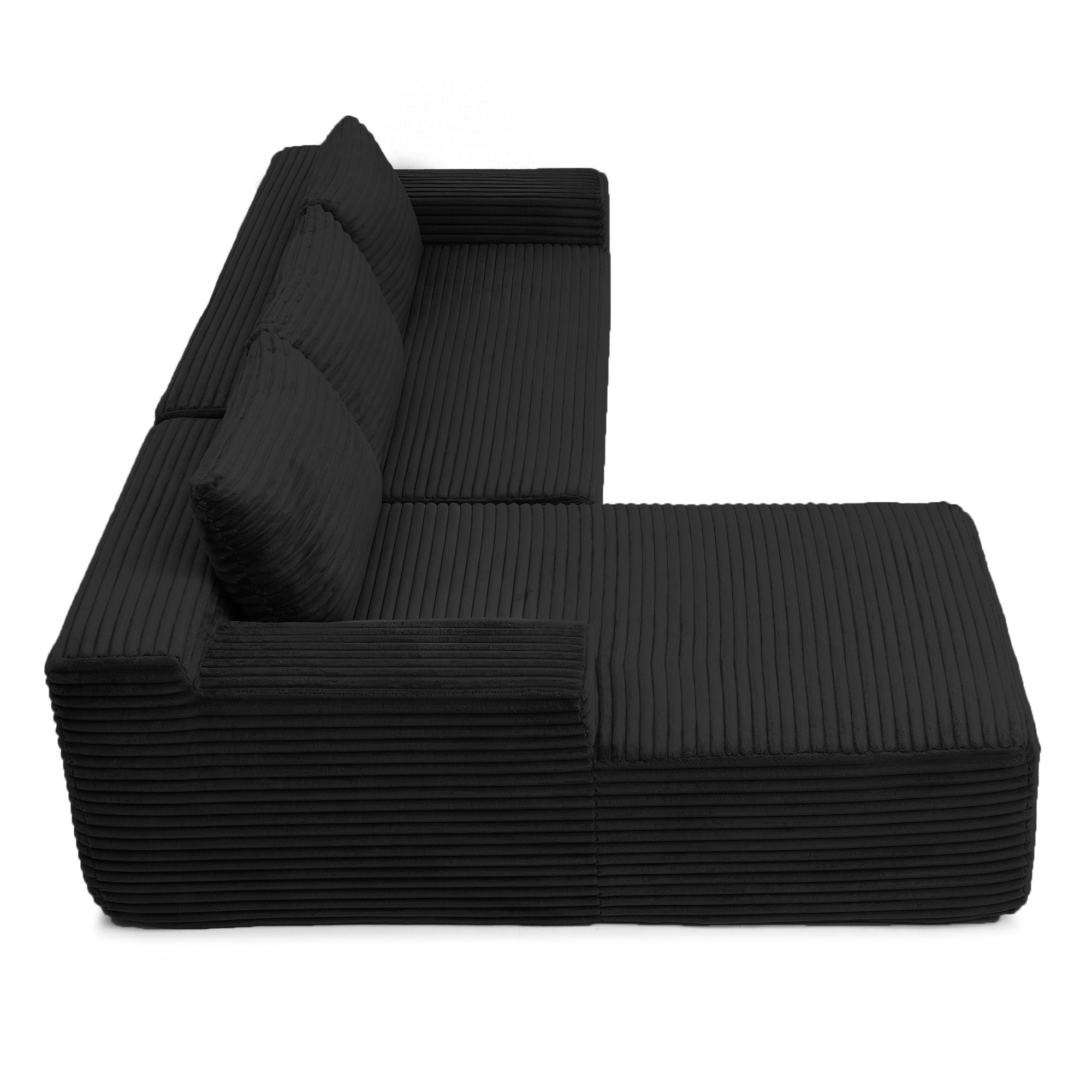 GARITIN 97 Inch Modular Sectional Sofa, Cloud Sectional Couch with Deep Seat, Modern Modular L-Shape Sofa with Chaise, Upholstered Couches for Living Room Bedroom, Black