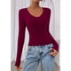 thumbnail image 2 of Remera PRETTYGARDEN Otoño 2025 Crop Top Escote Profundo en V Vino Tinto Talle L, 2 of 8