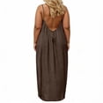thumbnail image 4 of Yindaity Backless Dress Long Women's Summer Dress Backless V Neck Spaghetti Strap Loose Flowy Dresses(Coffee,XL), 4 of 5