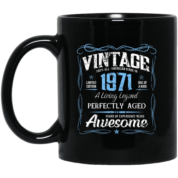 Classic Birthday Made In 1971 55 Years Old 55th Bday Gift Mug, 15oz Black Coffee Mug