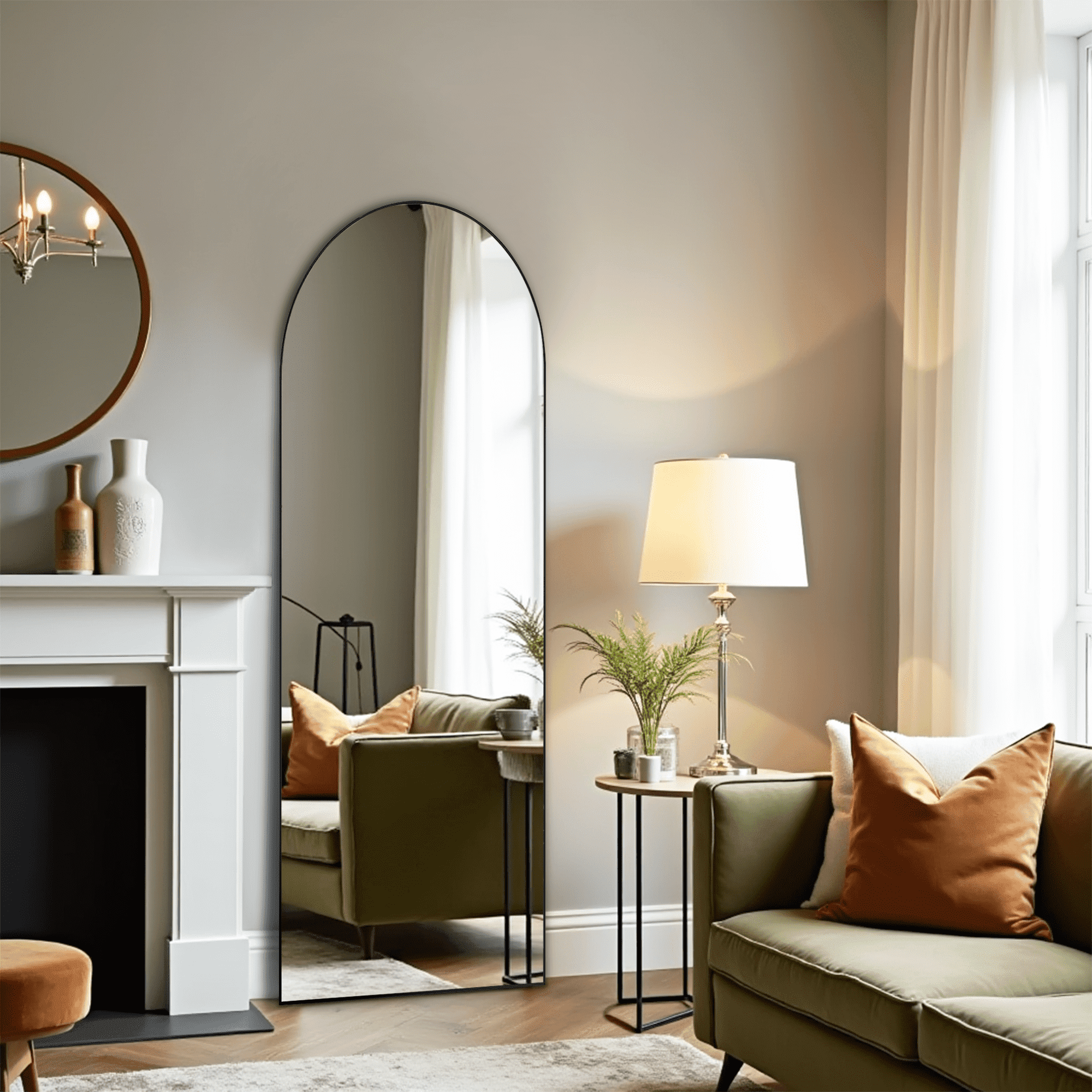 MAYEERTY Floor Standing Mirror, Wall Mirror with Stand Aluminum Alloy Thin Frame