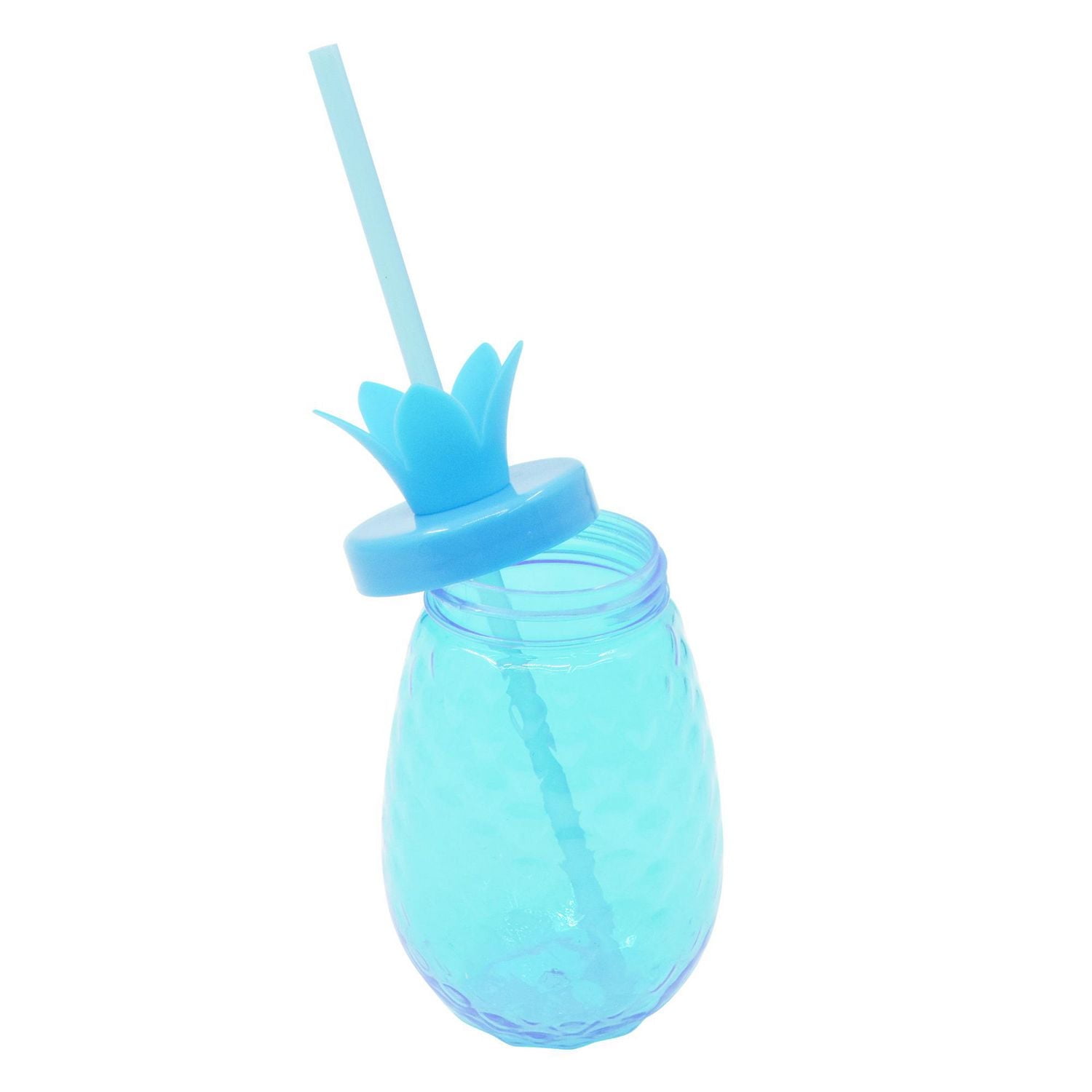 Gobelet en plastique bleu ananas Mainstays avec paille, verres, 1 pièce GOBELET EN PLASTIQUE BLEU