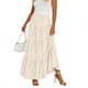 thumbnail image 3 of TaTaai Women's Summer Solid Color Elastic Waist Drawstring Pleated A-Line Long Skirt Casual Fashion Loose Flowy Swing Maxi Skirt with Pockets Gift, 3 of 7