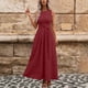 thumbnail image 3 of Vestido de Camiseta Negra para las Mujeres Casual Sólido Cuello Redondo sin Mangas Elegante Suelto Vestido Largo para Cualquier Ocasión, 3 of 5