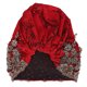 thumbnail image 3 of Gorro holgado, moda informal, encaje con cuentas, transpirable, suelto, perezoso, gorro químico para mujer, rojo oscuro, 3 of 5