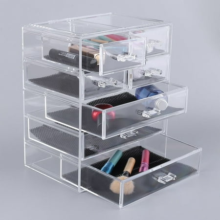 CNMODLE 7 Grid Acrylic Makeup Organizer Drawer Simple Stylish Cosmetic Storage Box Display Cabinet Large Make Up Case