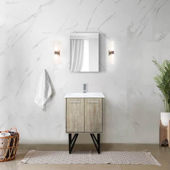 24 in. W Vanity with Chrome Faucet | Ideal for Bathroom Renovation | Enjoy a Scratch - Free and Stain - Free Vanity Surface