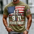 thumbnail image 4 of Xneal 911 25th Anniversary T-Shirt Short Sleeve Print Casual Never Forget 911 Green Shirts for Men Size 2XL, 4 of 5