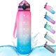 thumbnail image 1 of Botella de agua deportiva con marcas de tiempo de 1 litro y botellas con pajitas, botella de agua que se abre, adecuada para hacer ejercicio al aire libre, 1 of 5
