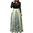 thumbnail image 2 of Joyeux Noël TIMIFIS Robe Longue Décontractée à Manches Longues Mode Automne pour Femmes Robe de Cocktail Vintage Ligne A, 2 of 6