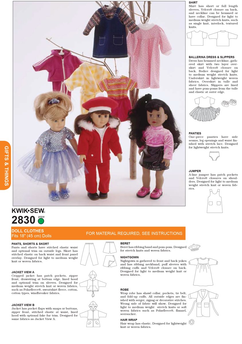 Doll clothing fits 18 (45 cm) dollsFits 18 (45 cm) dolls *SEWING