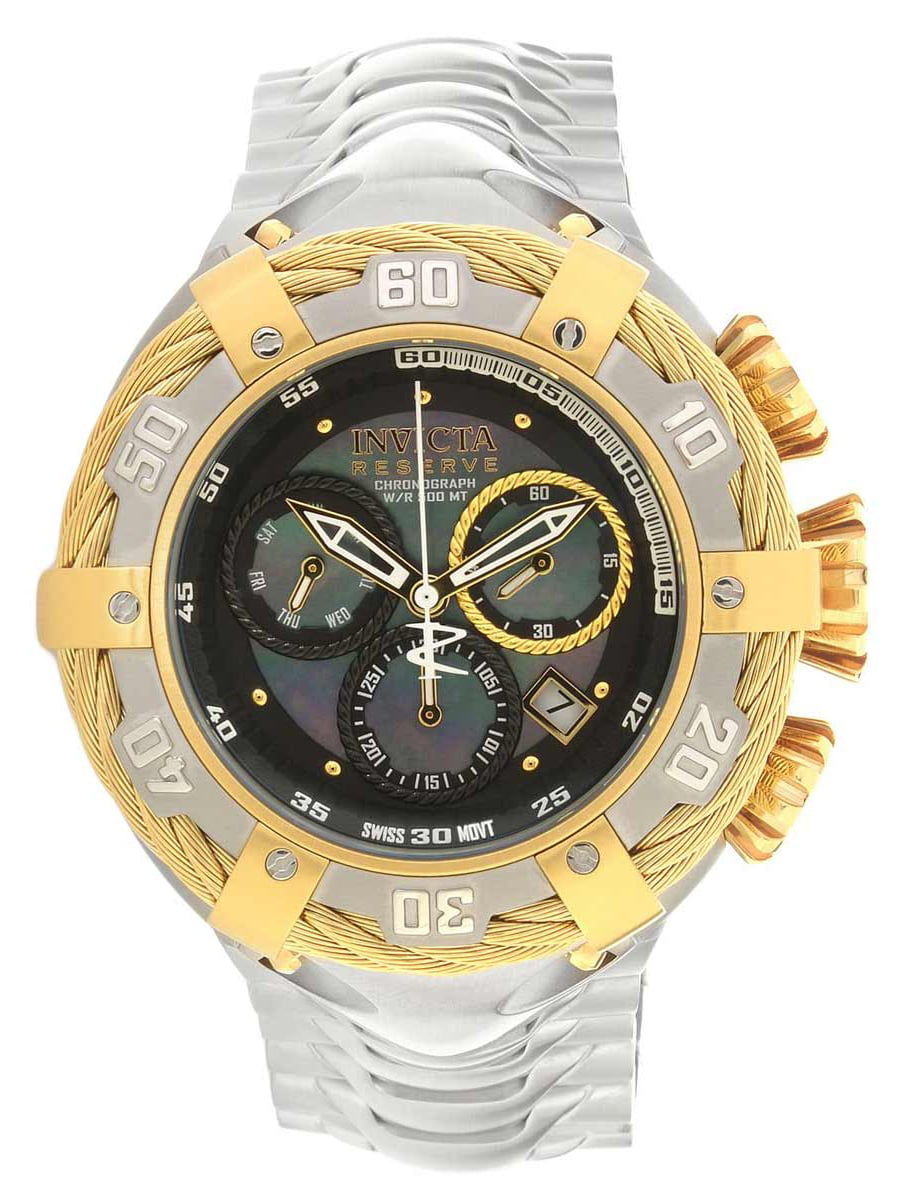 Invicta Men's 21355 Bolt Reserve Chronograph Black MOP Dial Stainless Steel  Bracelet Dive Watch
