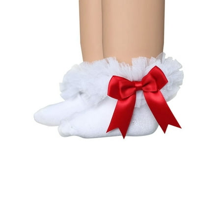 Infant Ruffle Socks - Cute Infant Toddler Newborn Baby Girl Cotton Ruffle Bow-Knot Princess Socks
