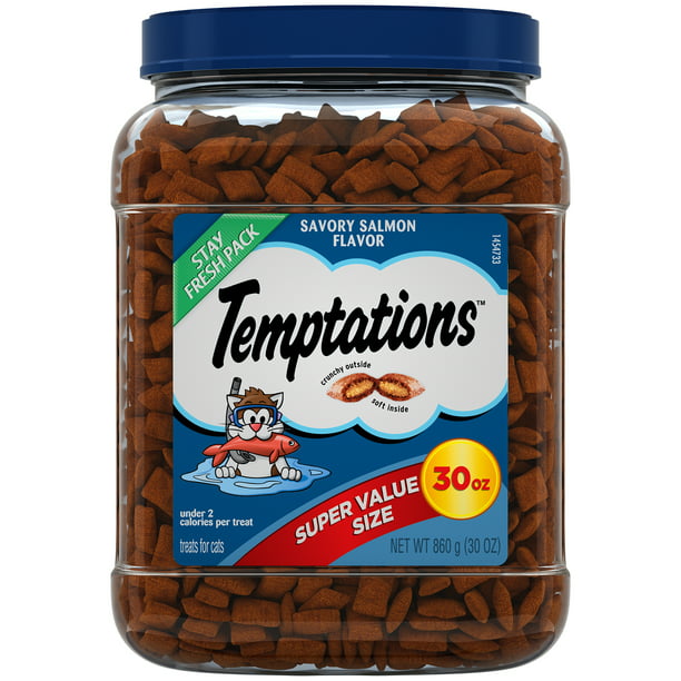 TEMPTATIONS Classic Crunchy and Soft Cat Treats Savory Salmon Flavor
