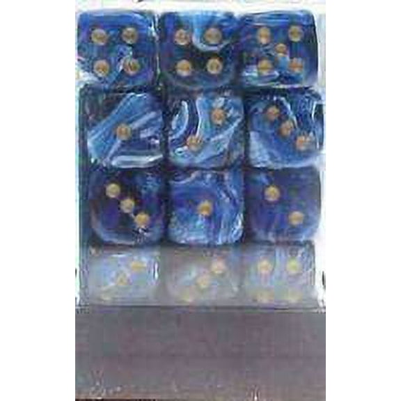 Chessex 6-Sided d6 Vortex Blue with Gold Dice Pack