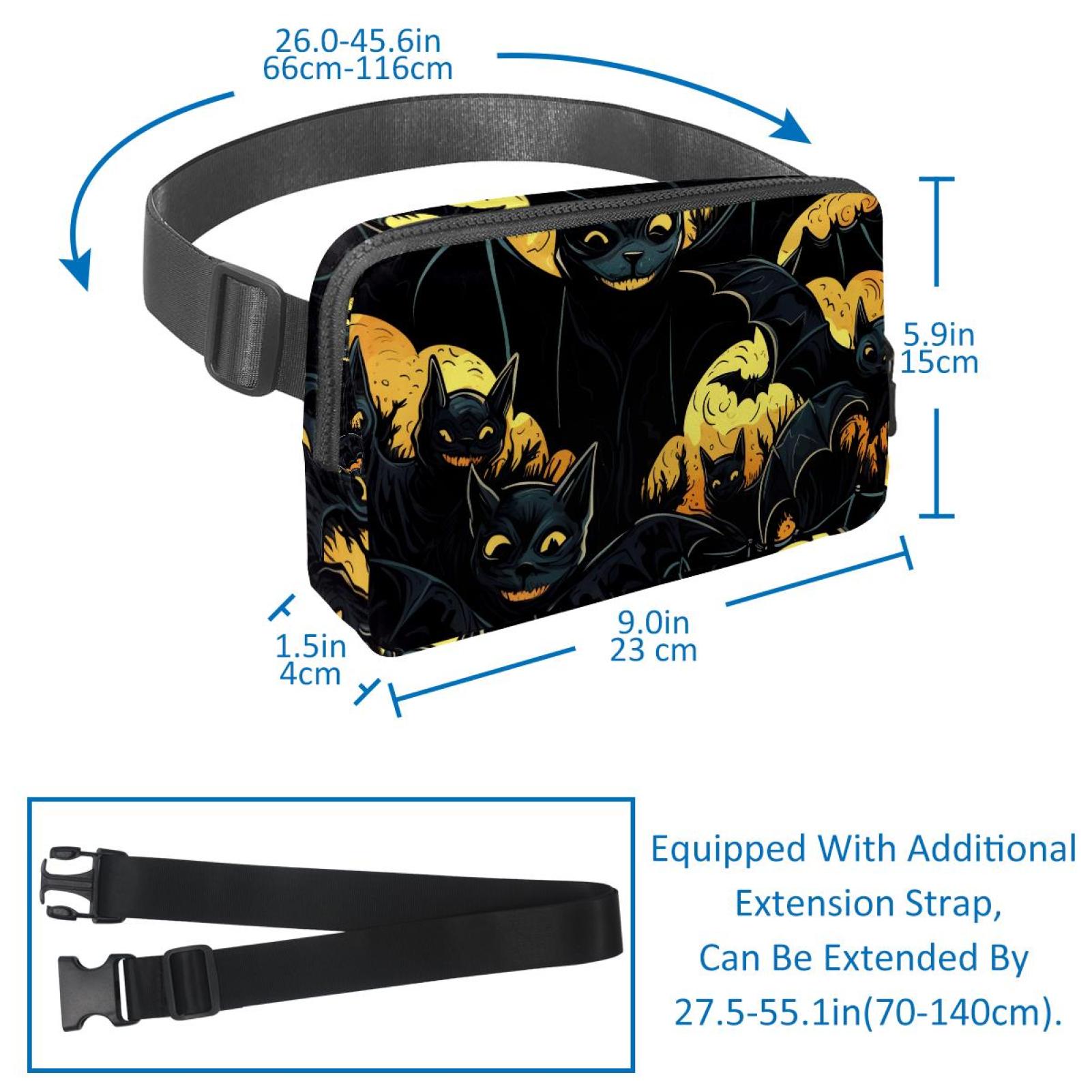 Halloween bats Lightweight Adjustable Waist Pack with Extension Strap - Unisex Running Belt Fanny Pack