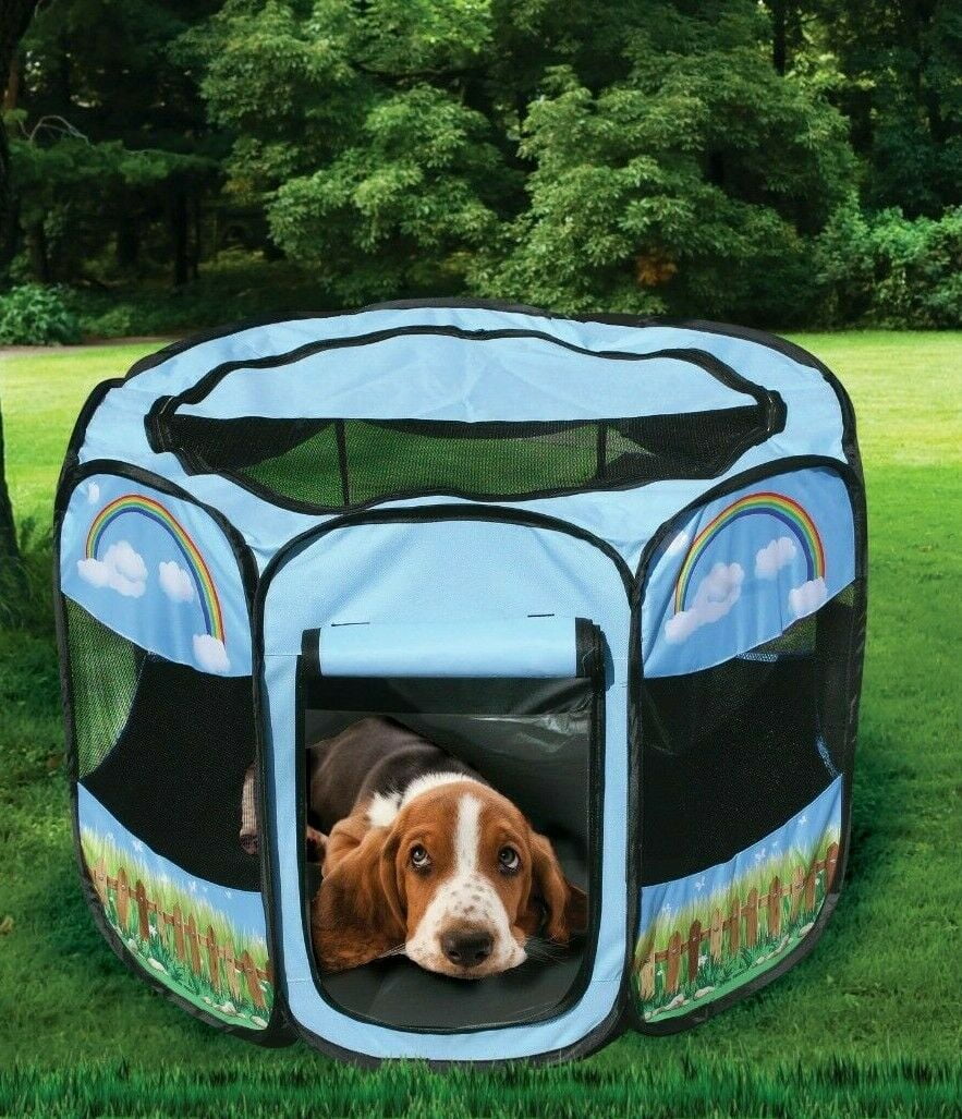 Portable Foldable Pet Playpen Dog Travel Kennel Crate + Free Carrying Case
