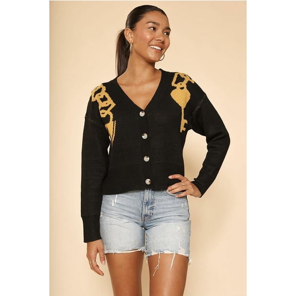 Miss Sparkling Lock and Key Cropped Cardigan