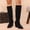 Black, variant on Tight Knee High Boots for Women Suede Leather Tall Boots Chunky Block High Heel Fashion Boot Brown 6.5