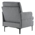 thumbnail image 6 of Upholstered Lounge Chair, Modern Accent Chair with Sturdy Iron Legs and Side Pocket, Single Sofa Arm Side Chair, Comfy Reading Armchair for Living Room Bedroom Apartment, Dark Gray, 6 of 7
