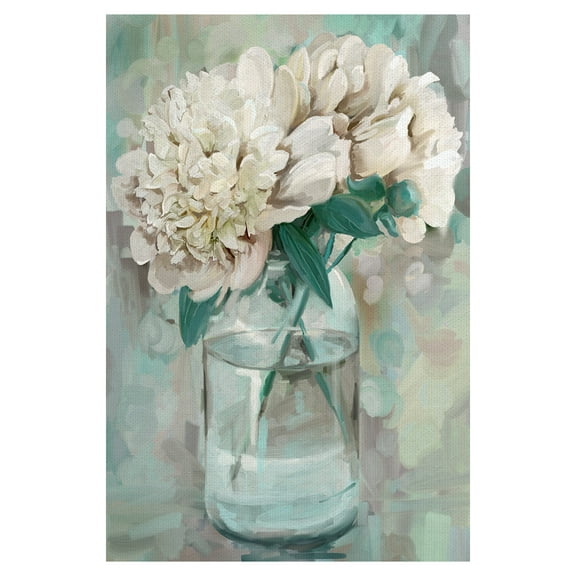 Masterpiece Art Gallery Farmhouse Peonies In Vase by Studio Arts Canvas Art Print 24" x 36"