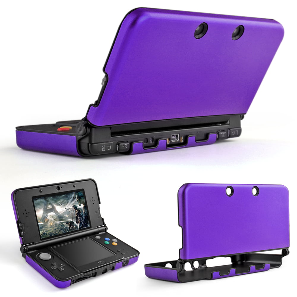 3DS XL LL Case (Purple) Full Body Protective Snapon Hard Shell Aluminium Plastic Skin Cover
