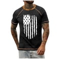 thumbnail image 1 of Men's Raglan T-shirt Retro Short Sleeve Round Neck Independence Day Printing Tops 4XL, 1 of 4