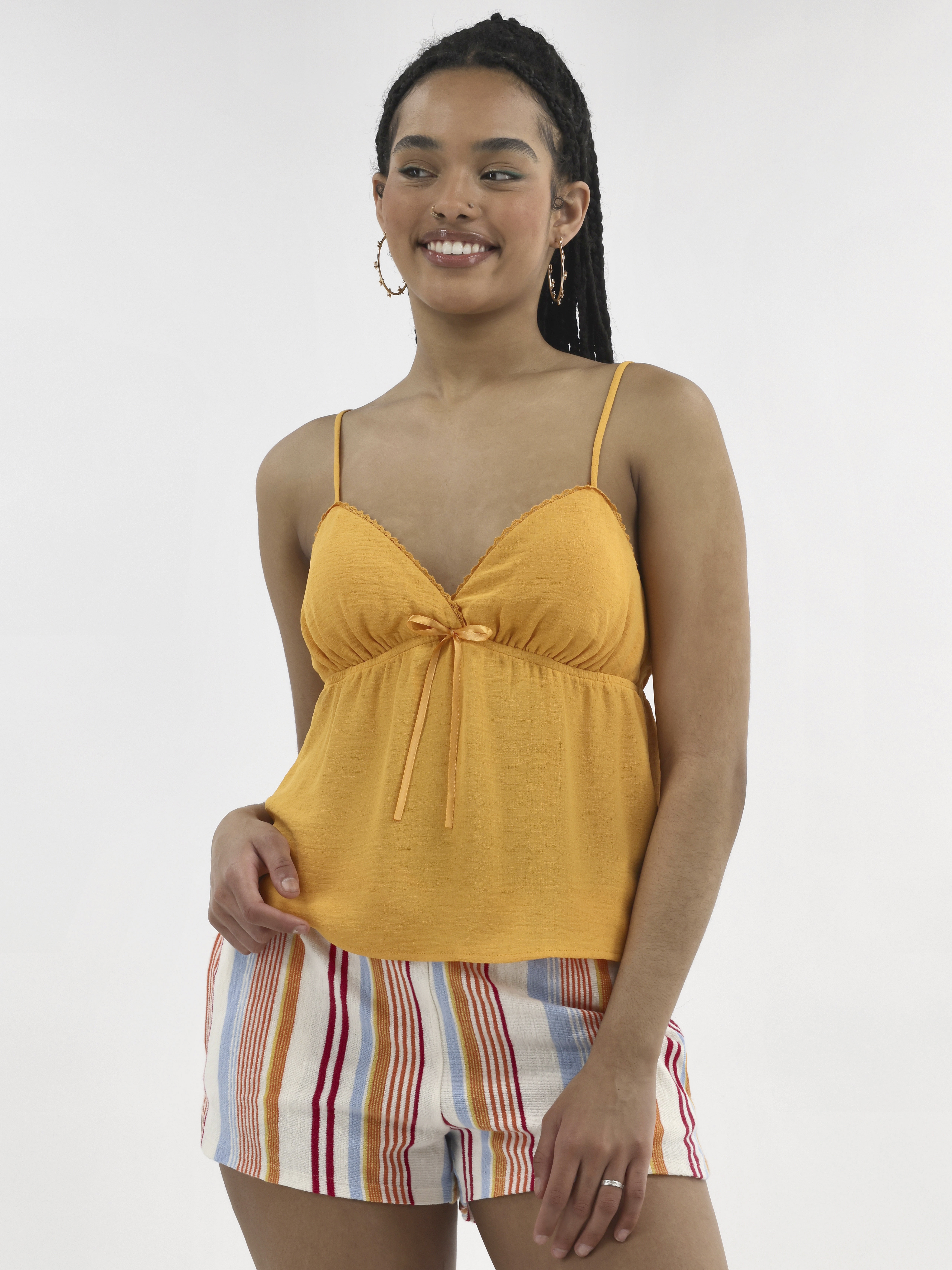 ANDMARY アンドマリー Bobby girls tops No Boundaries Women's Bra Cup Tank Top with Crocheted V-Neck and