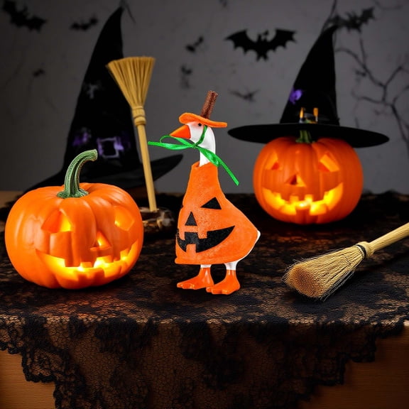 AuroraX Pumpkin 19 inch Porch Goose Halloween Outfits , 23" Porch Goose Clothes Sets 17 inch Autumn Halloween Decorations Outdoor Plastic Porch Goose Accessories