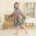 thumbnail image 4 of FORMRS Niños Bathrobe Unisex Hooded Robe Soft Plush Pajamas Sleepwear, Size 7-9T, Orange Vibrant Flowers, 4 of 7