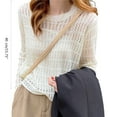 thumbnail image 3 of XISAOK Hollow Out Sweater Crewneck Elegant Long Sleeve See Through Knitted Tops Y2K, 3 of 20