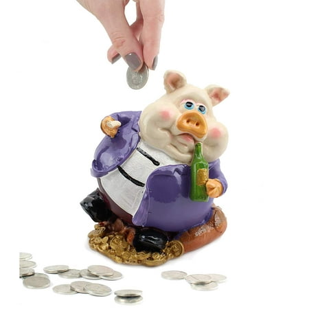 Novelty Pig Saving Box Coin Bank Money Saving Bank Toy Bank Piggy Bank for 2019 New Year, (Purple)