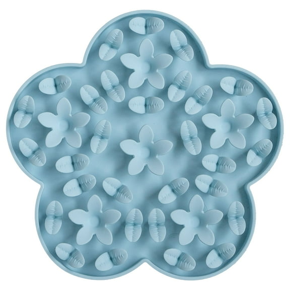 Dexypaws: Enrichment Snuffle Mat: Sky Blue Flower - Textured Dog Feeding Pad, Food Grade Silicone, Spread Food &Treats, Pet Soothing, Suction Back