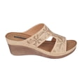 thumbnail image 2 of GC Shoes Womens Open Toe Memory Foam Wedge Sandals, Summer Platform Heels, Low Heeled Perforated Strap Slides, Drift/Gold/9, 2 of 4