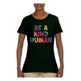 thumbnail image 2 of Wild Bobby Be A Kind Human Positive Inspirational Slogan Inspirational/Christian Women Graphic Tee, Forest Green, Small, 2 of 6
