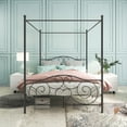 thumbnail image 2 of DUOSONG Metal Canopy Bed Frame With Vintage Style Headboard & Footboard , Easy Diy Assembly All Parts Included, Queen Black(Same As 748G-Bk) Black Metal Bedroom Beds, Frames & Bases, 2 of 7