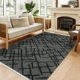 thumbnail image 2 of Anthracite Geometric Area Rugs for Living Room Washable Rugs Boho Moroccan Area Rug Soft Neutral Geometric Bohemian Carpet Distressed Indoor Rug for Bedroom Dining Room Office Foldable Nonslip Rug, 2 of 9