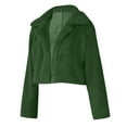 thumbnail image 5 of Lovskoo Womens Cropped Faux Fur Coat Winter Warm Fluffy Casual Lapel Jackets Warm Fuzzy Solid Color Outerwear Green, 5 of 7