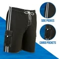 thumbnail image 4 of North 15 Men's Board Beach Swim Trunks Shorts with Cargo Pockets-5104-Blk-Wht-3XL, 4 of 7