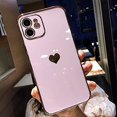 thumbnail image 3 of for iPhone 11 Case Plating Love Heart Phone Case TPU with Full Unique Full Camera Lens Protection Reinforced Corners Fun Cute Side Small Pattern Electroplate Case,Purple, 3 of 8